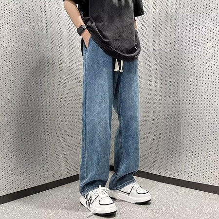 Blue【Kk96】Xk men's jeans - casual denim trousers with comfortable fit for everyday wear