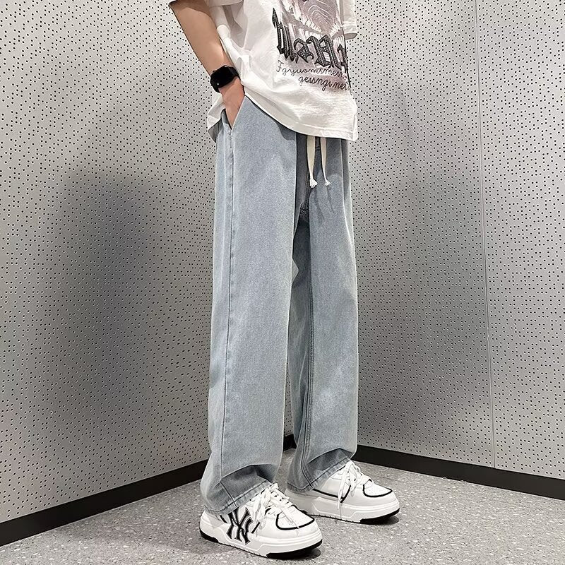 American Retro Loose Straight Jeans Men Casual Trend Pants