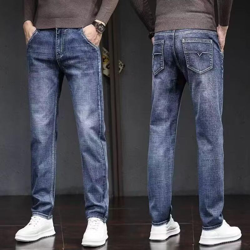 Blue【】Dln men's jeans - casual denim trousers with comfortable fit for everyday wear
