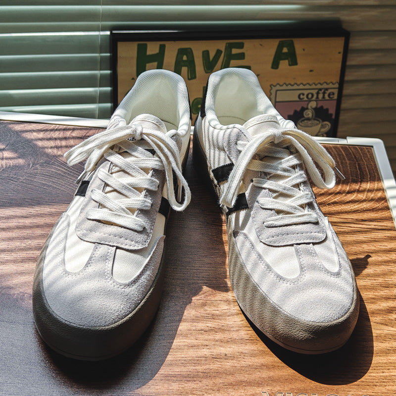 Beige (4Cm Thick Bottom) men's sneakers - casual athletic shoes with cushioned comfortable sole