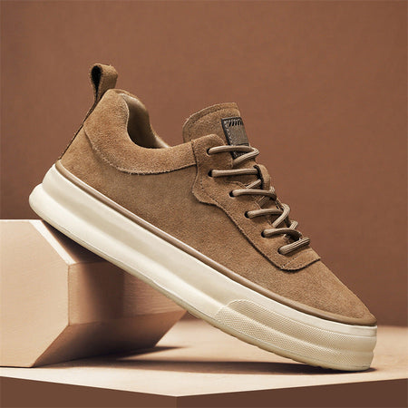 Khaki men's sneakers - casual athletic shoes with cushioned comfortable sole
