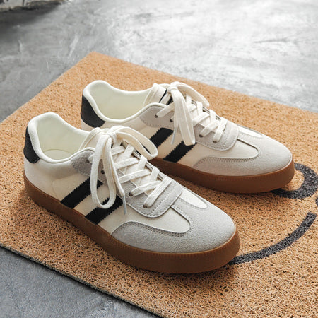 Beige men's sneakers - casual athletic shoes with cushioned comfortable sole