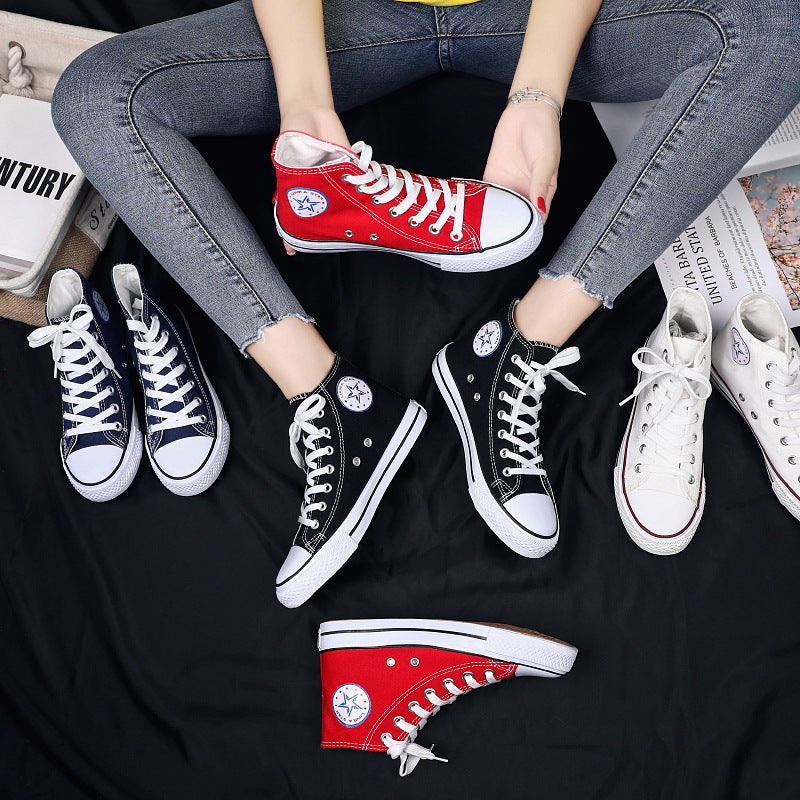 Women’s High Top White Canvas Shoes Casual Breathable