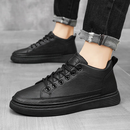 Black men's sneakers - casual athletic shoes with cushioned comfortable sole