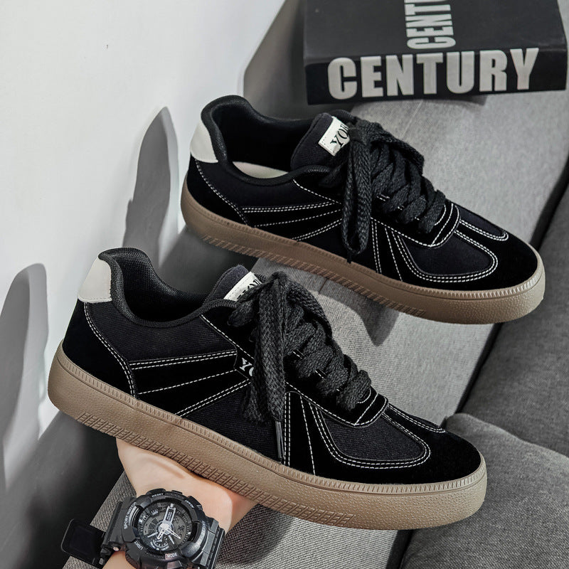 Black men's sneakers - casual athletic shoes with cushioned comfortable sole