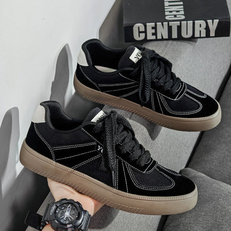 Black men's sneakers - casual athletic shoes with cushioned comfortable sole