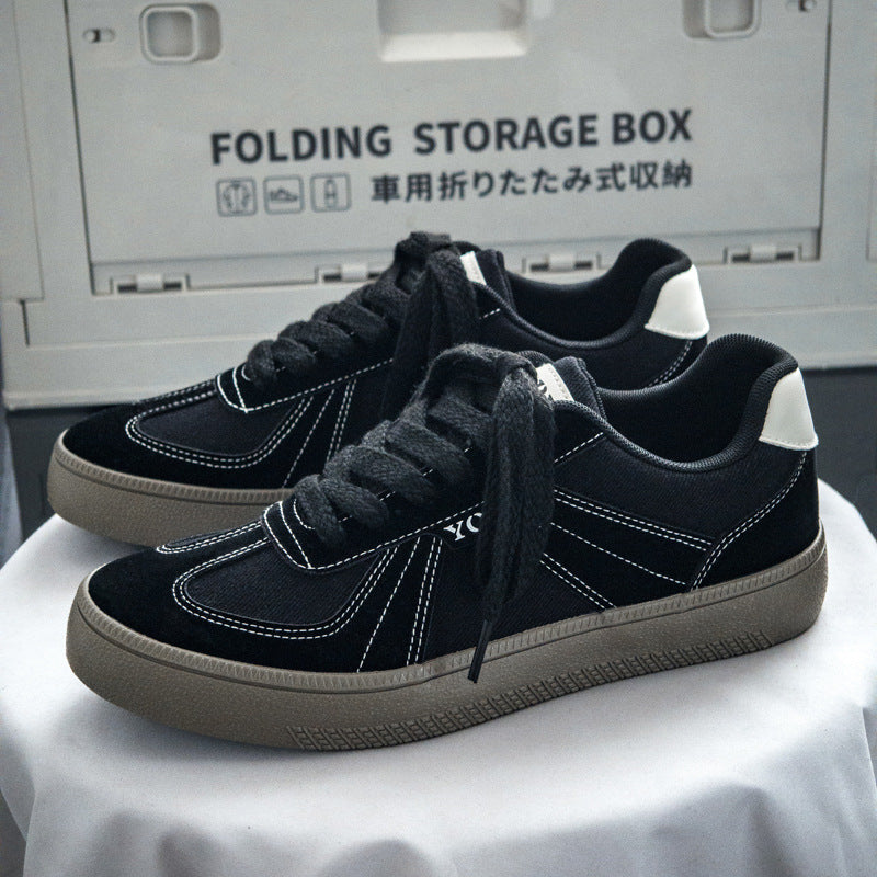 Men’s Thick Sole White Canvas Sneakers German Style 2025