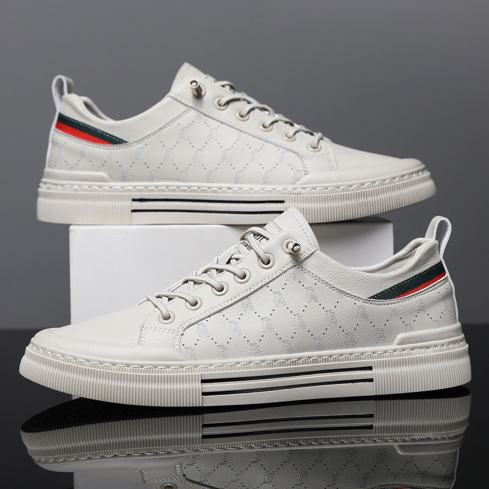 White men's sneakers - casual athletic shoes with cushioned comfortable sole