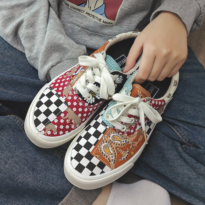 Men’s Color Block Canvas Sneakers Retro Casual Shoes