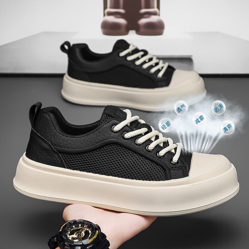 Black men's sneakers - casual athletic shoes with cushioned comfortable sole