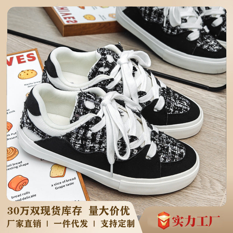 Men’s Black White Canvas Sneakers Casual Skateboard Shoes