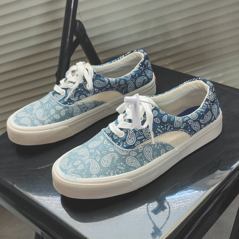 Blue men's sneakers - casual athletic shoes with cushioned comfortable sole