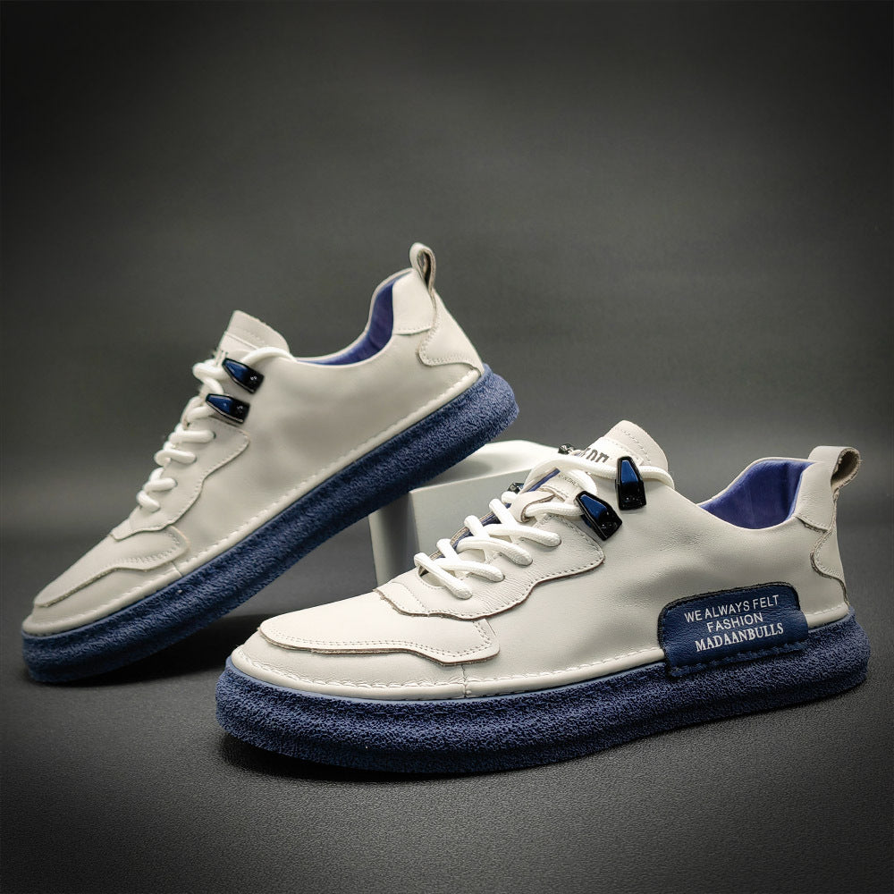 Men’s Leather Board Shoes Casual Flat Sneakers Plus Size