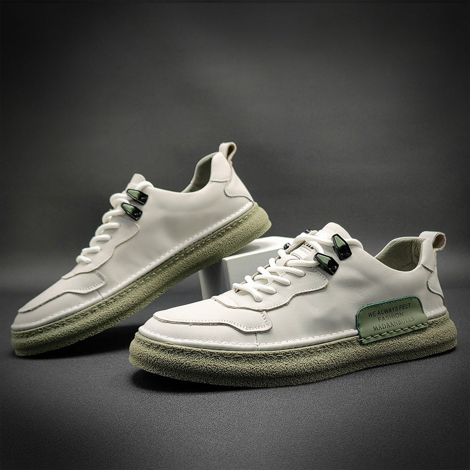 Men’s Leather Board Shoes Casual Flat Sneakers Plus Size