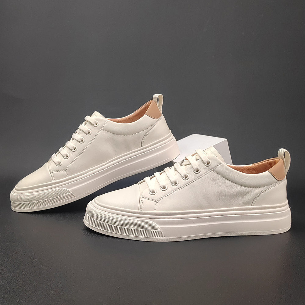 Men’s Slip-On Leather Sneakers Casual European Style Shoes
