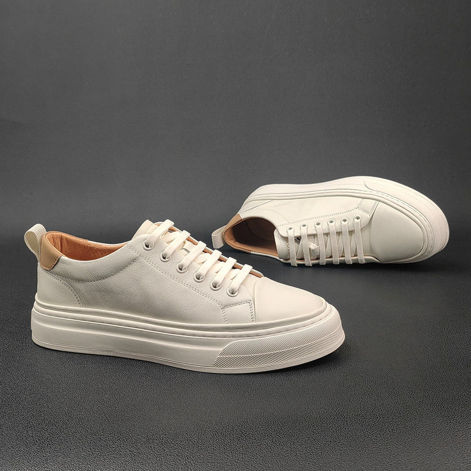 Men’s Slip-On Leather Sneakers Casual European Style Shoes