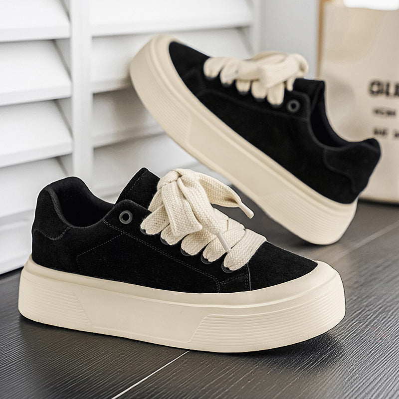 Men’s Leather Retro Sneakers Thick Sole Casual Shoes 2026