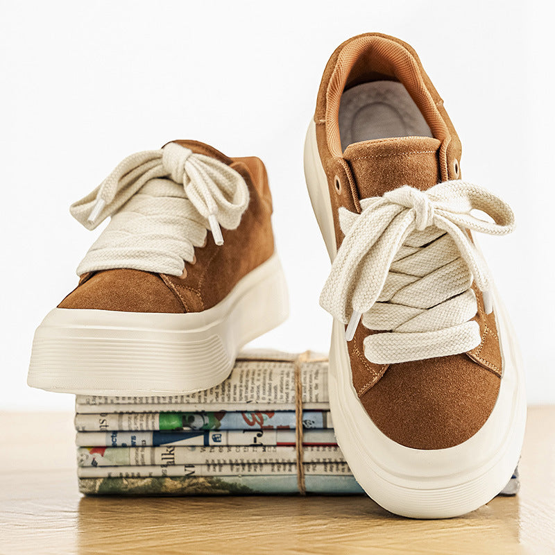 Men’s Leather Retro Sneakers Thick Sole Casual Shoes 2026