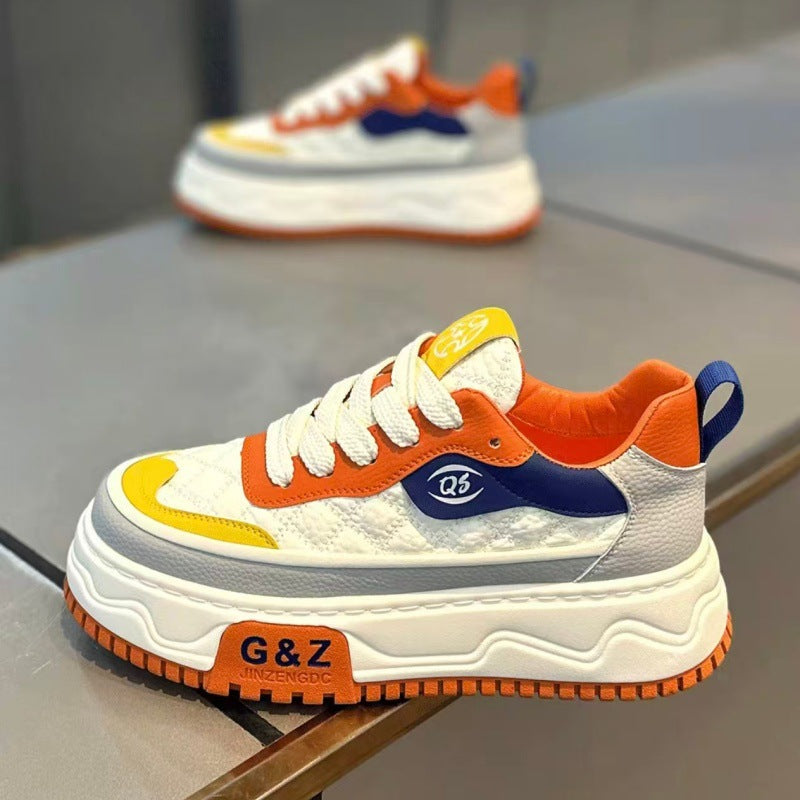 2026 Light Luxury Leather Retro Thick Sole Men Sneakers