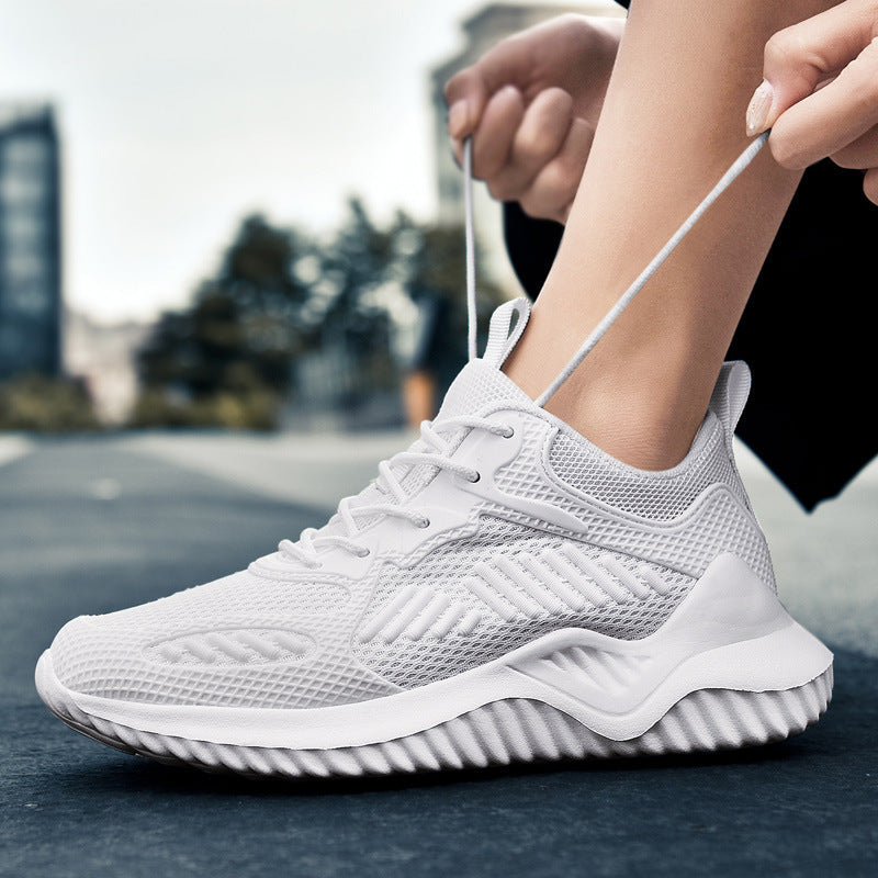 Breathable Mecha Flying Knit Thick Sole Couple Sneakers