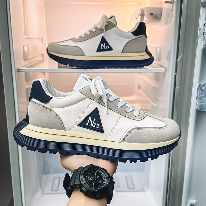 2025 Thick Sole Leather Breathable Trendy Men Sneakers