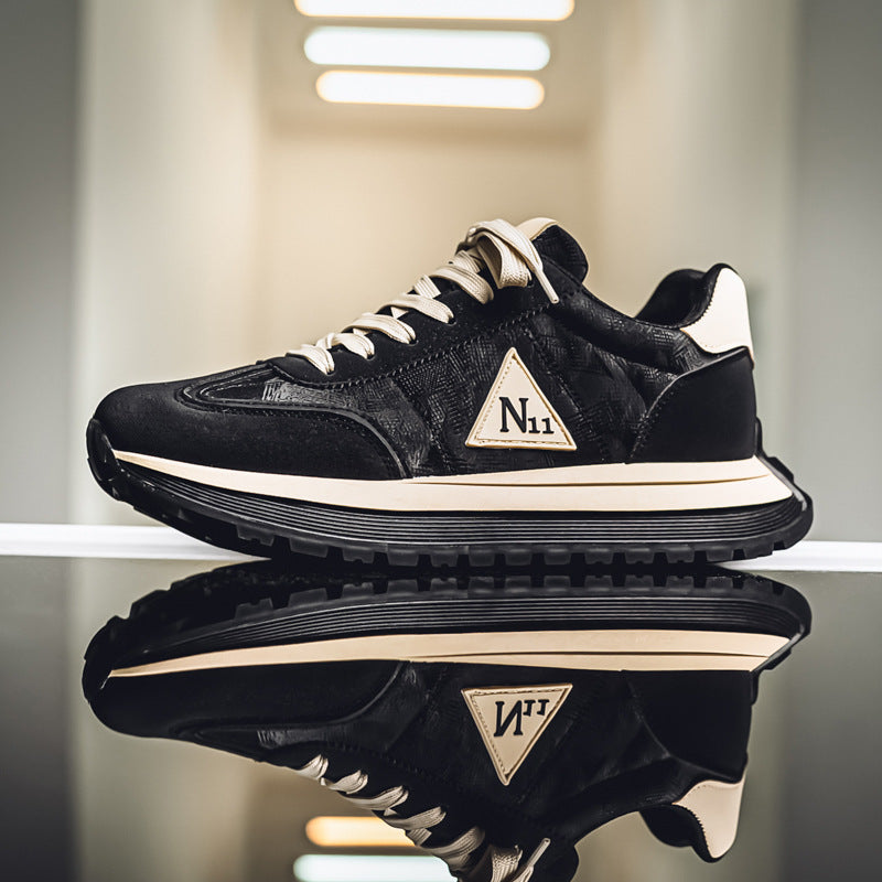 2025 Thick Sole Leather Breathable Trendy Men Sneakers