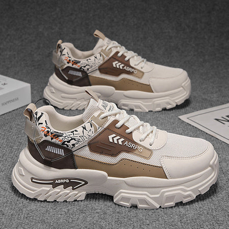 2026 Thick Sole Mesh Ink Print Dad Running Men Sneakers