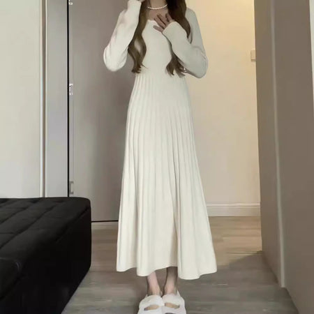Apricot 2024 knit sweater dress long sleeve women autumn winter