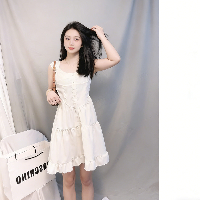 White moonlight a-line slim fit sweet dress – spring 2026
