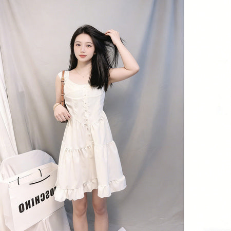 White moonlight a-line slim fit sweet dress – spring 2026