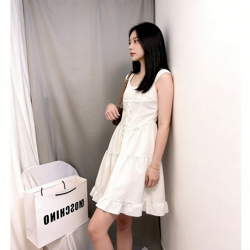 White Moonlight A-Line Slim Fit Sweet Dress – Spring 2026
