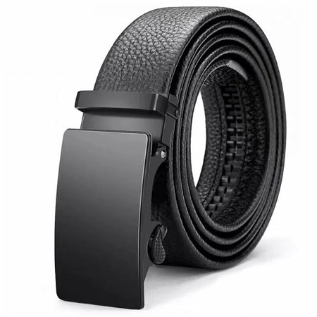 Men's genuine leather belt with tf-35 black (genuine leather 4) - automatic buckle design for casual and formal wear