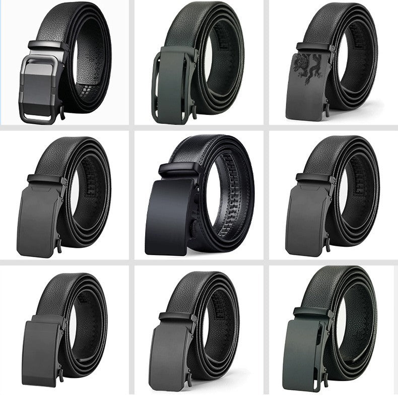 Genuine Leather Auto Buckle Belt for Men – Black