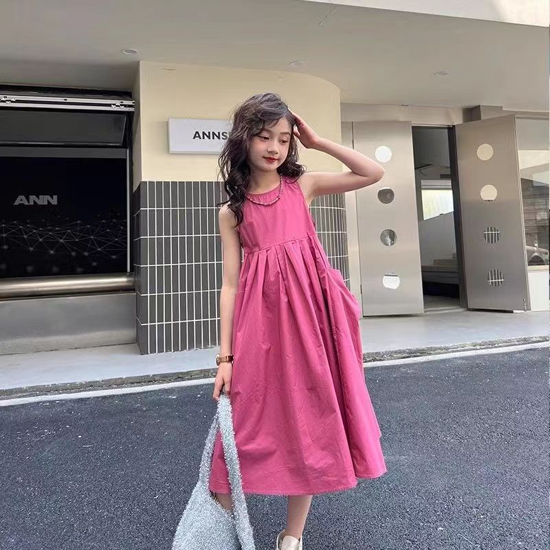 Girls Korean Vest Mid-Length Princess Dress Summer