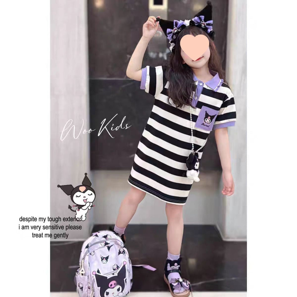 Girls Cartoon Short Sleeve Dress Korean Summer Style