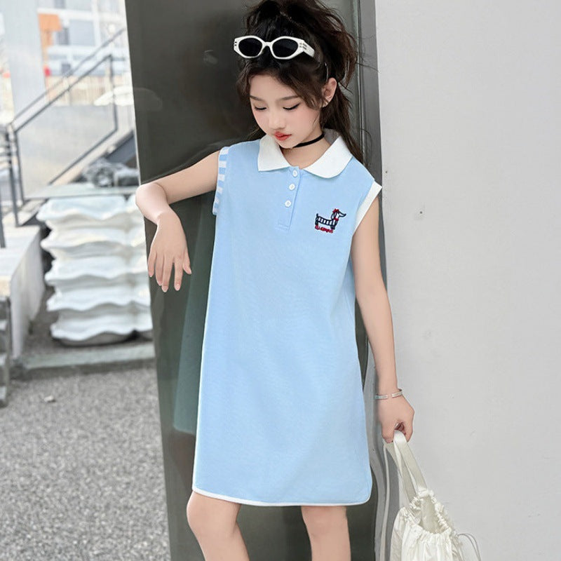 Girls Polo Vest Dress Korean Preppy Summer Style