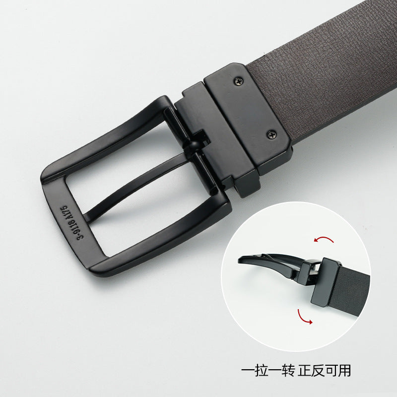 Men’s Reversible Leather Belt – Rotatable Pin Buckle