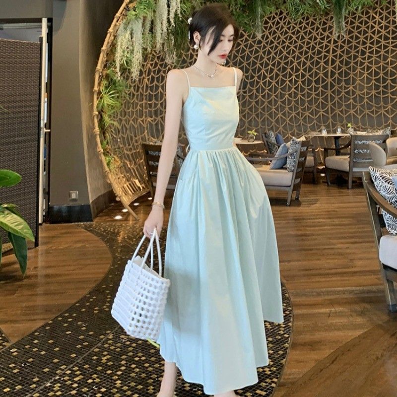 Backless Lace-Up Spaghetti Strap Summer Dress