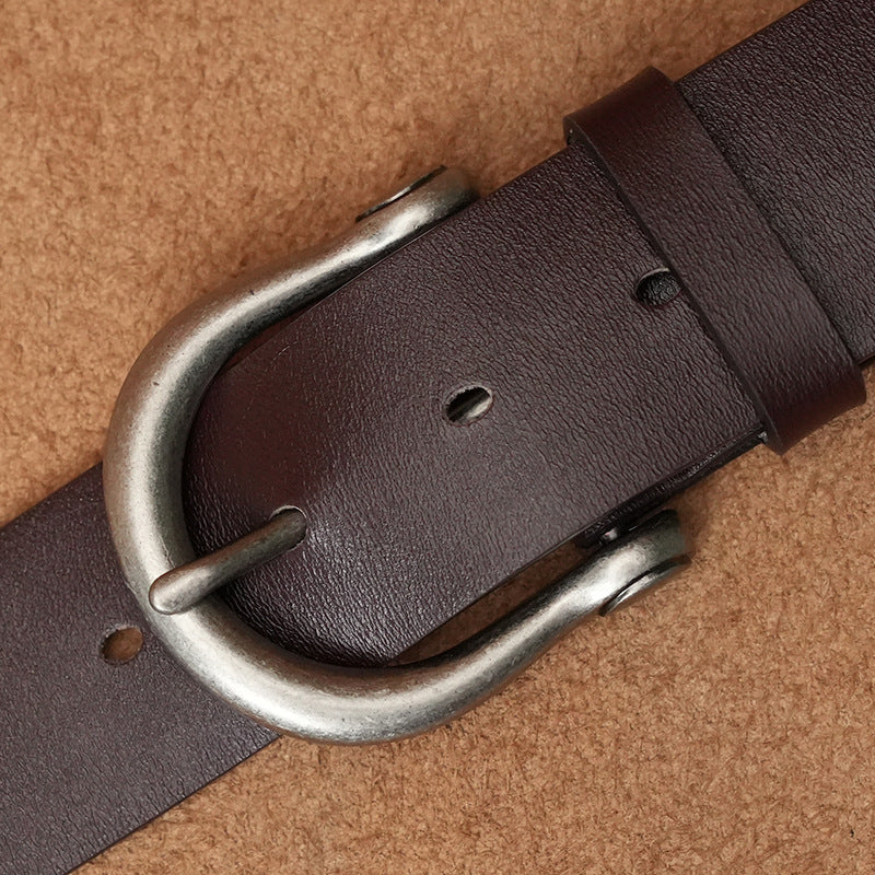 Men’s Retro Leather Pin Buckle Belt – Cowhide Style