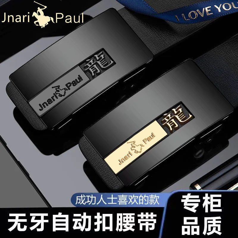 Men’s Auto Buckle Leather Belt – Dragon Buckle Style