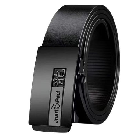Men's genuine leather belt with paul wyk- black belt gold buckle (dragon) - automatic buckle design for casual and formal wear