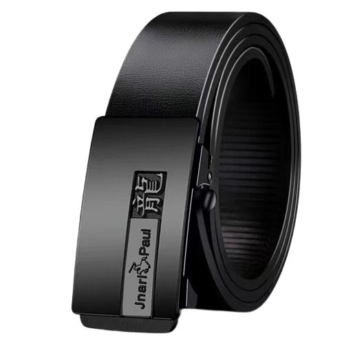 Men's genuine leather belt with paul wyk- black belt gold buckle (dragon) - automatic buckle design for casual and formal wear