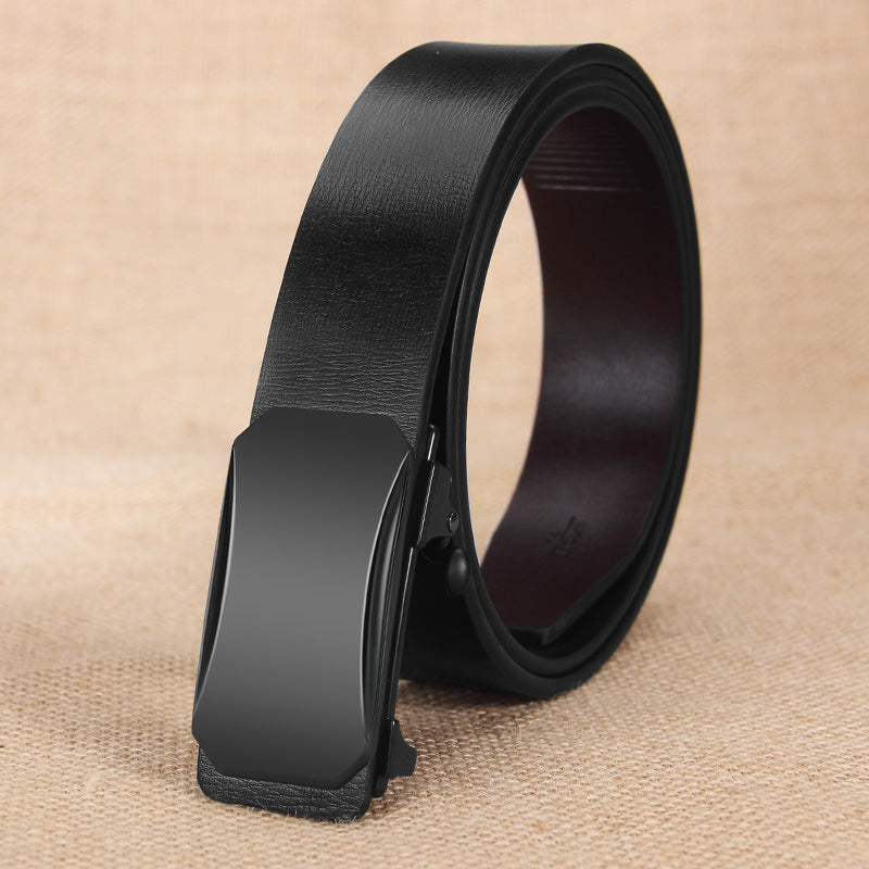 Men’s Black Auto Buckle Leather Belt – Cowhide