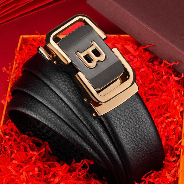 Men’s First Layer Leather Auto Buckle Belt – Fashion