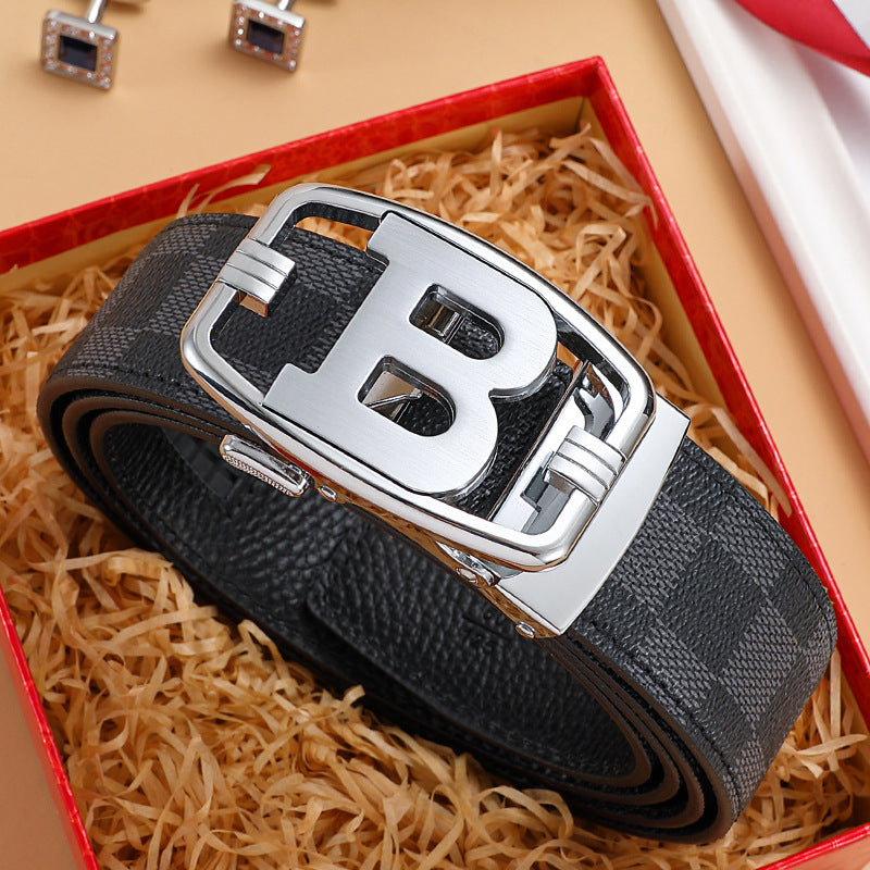 Men’s First Layer Leather Auto Buckle Belt – Casual Style