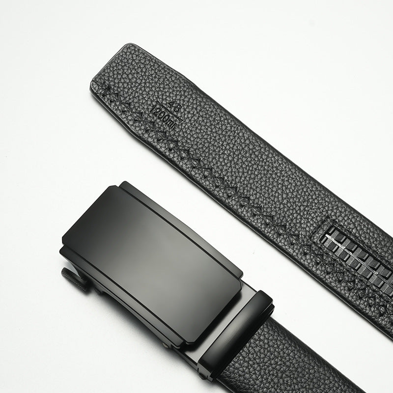 Men’s Auto Buckle Leather Belt – Trendy Casual Style