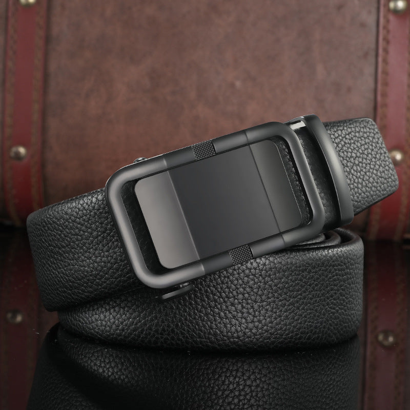 Men’s Cowhide Auto Buckle Belt – Trendy Business Style