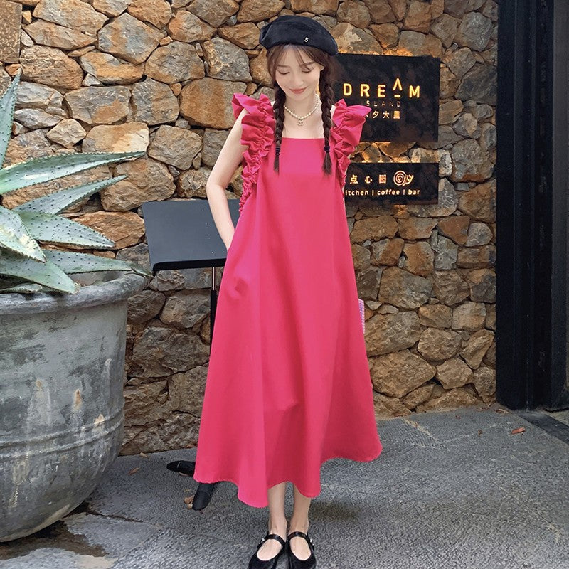 Dragon Fruit French Square Collar Summer Dress Women