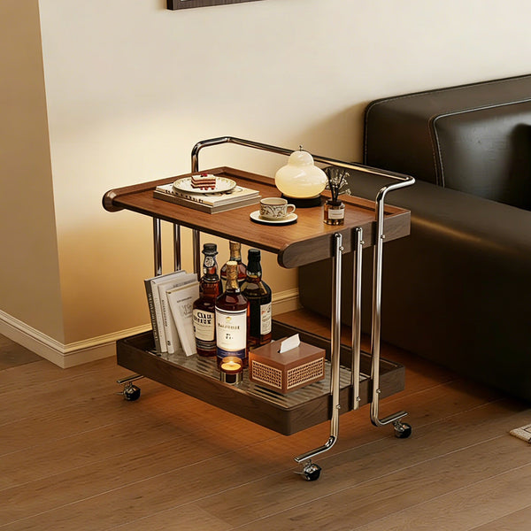 Solid Wood Movable Sofa Side Table