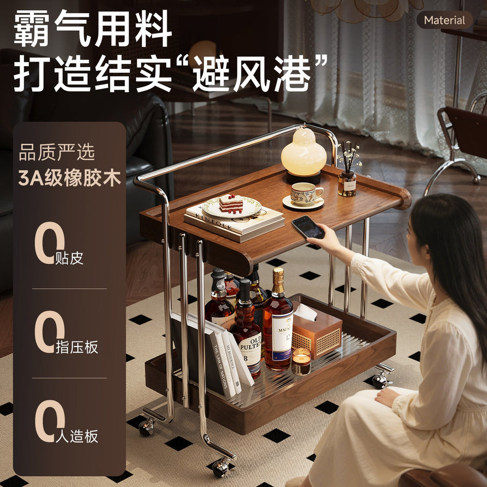 Solid Wood Movable Sofa Side Table